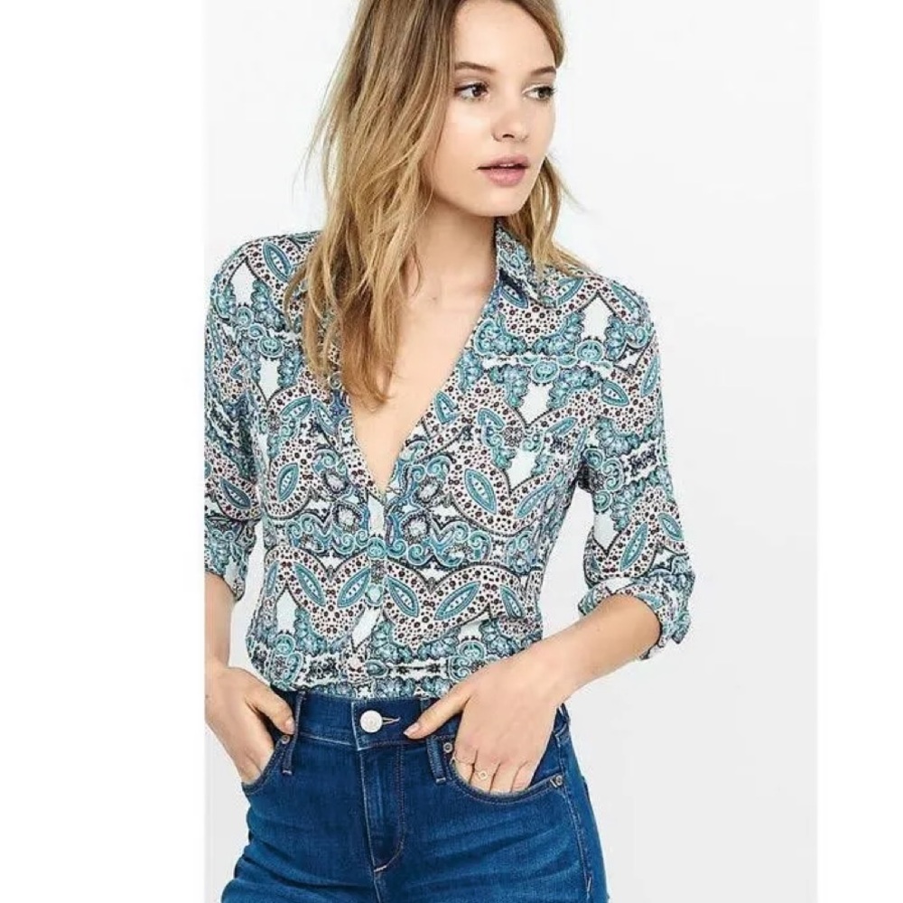 Express Portofino Paisley Print Chiffon blouse - small